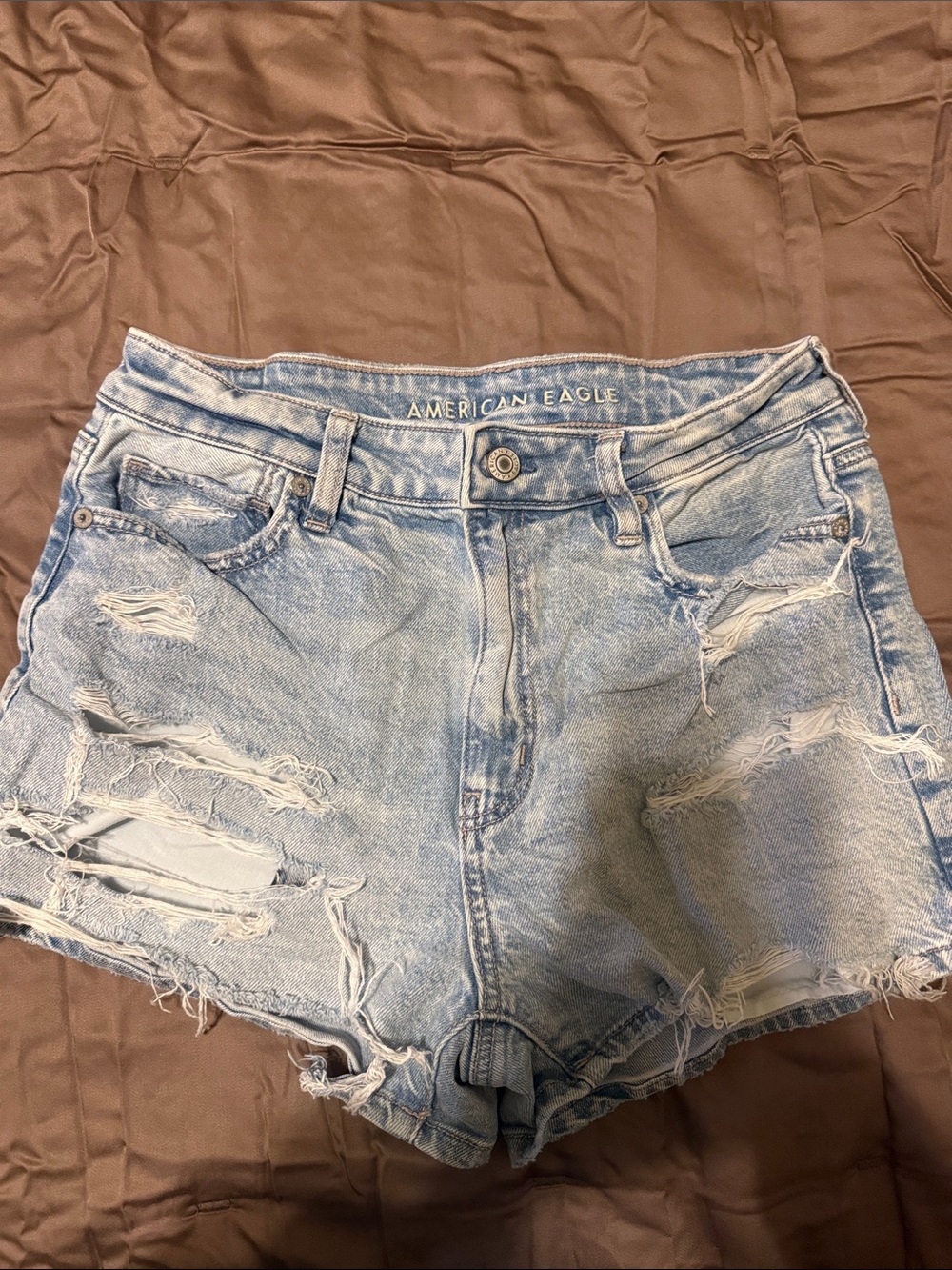 American Eagle Outfitters Light Wash Distressed Denim Shorts